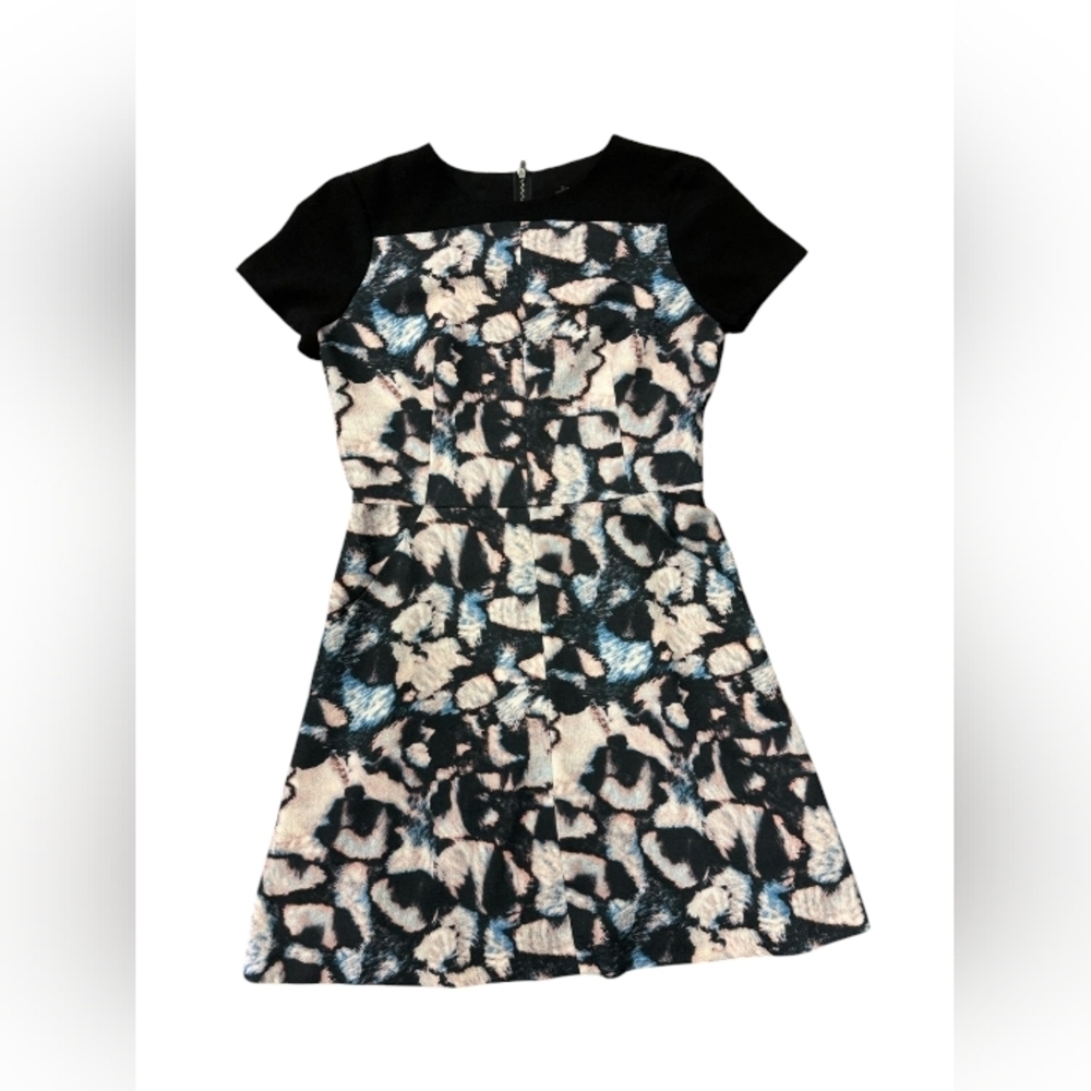 Club Monaco Dress EUC Short Sleeve Mini Black/Pink/Blue Size 8 - Picture 7 of 12